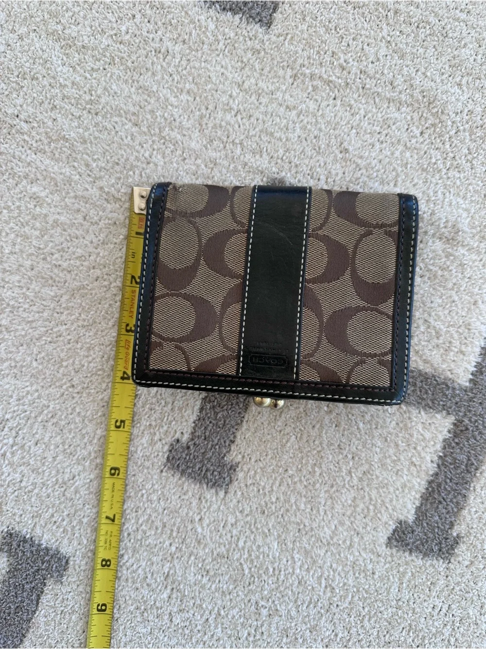 Coach Signature Canvas Bifold Wallet in Brown and Tan y2k